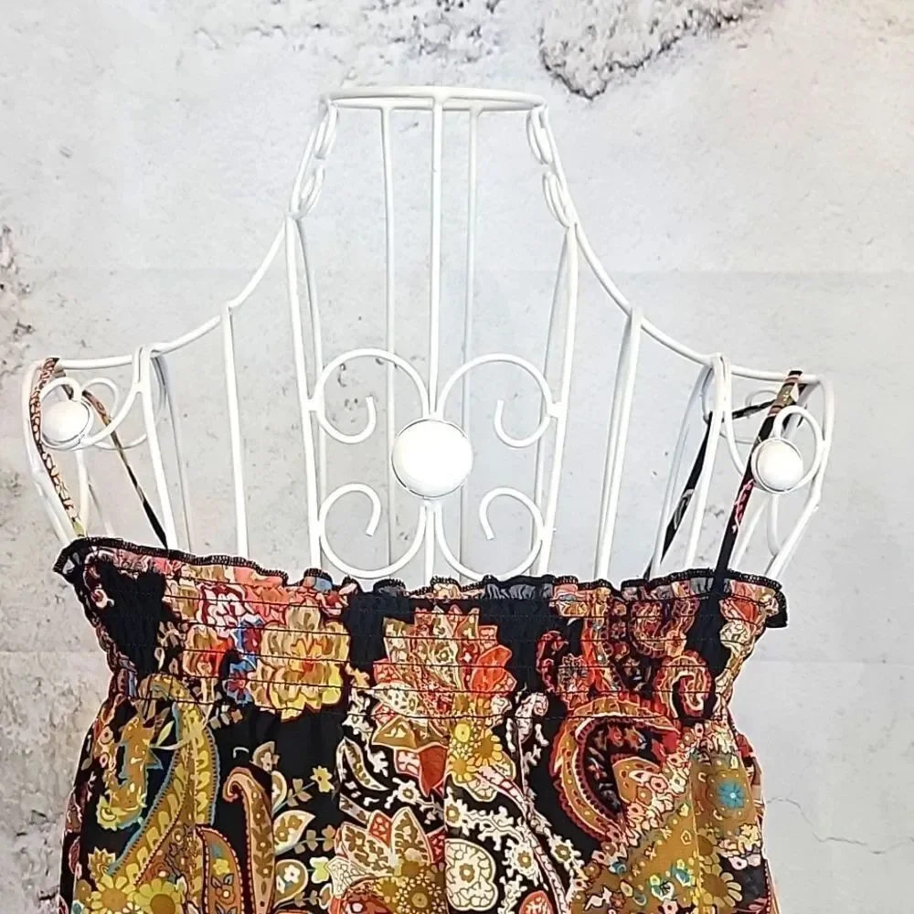 Trixxi Floral Square Top Boho Paisley Print Womens Size M